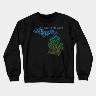 Michigan State Outline Maze & Labyrinth Crewneck Sweatshirt